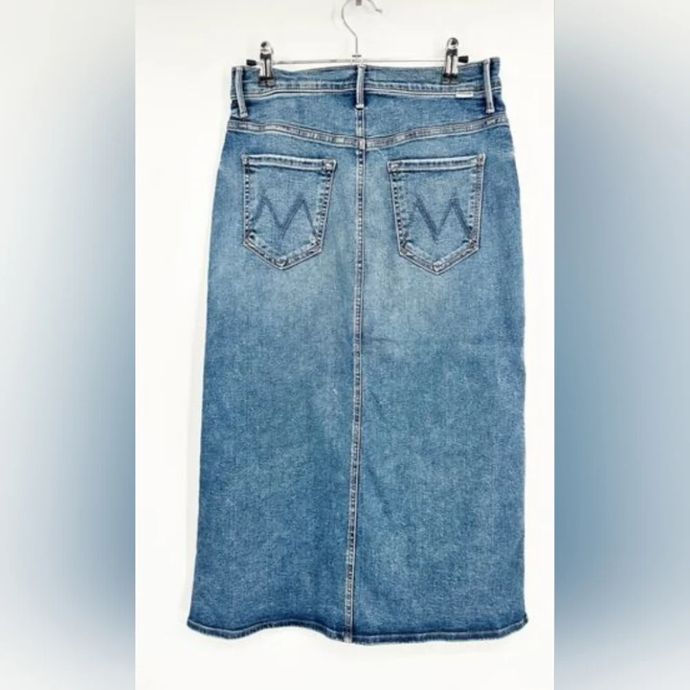 Mother Going Full Circle The Swooner Straight A Midi Denim Jean Skirt Size 27 - Picture 4 of 7